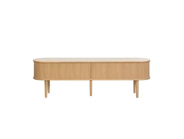 Vintage-TV-Möbel aus hellem Eichenholz mit Ablagefächern und 2 Schiebetüren B180 cm EPIC von Miliboo