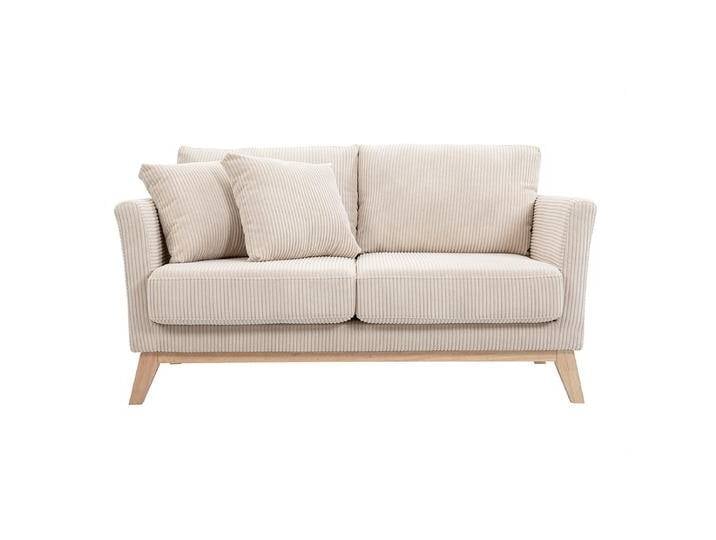 Zweisitzer skandinavisches Sofa mit abnehmbarem Bezug aus samtigem Rippstoff und hellem Holz OSLO Zweisitzer skandinavisches Sofa mit abnehmbarem Bezug aus samtigem Rippstoff und hellem Holz OSLO von Miliboo
