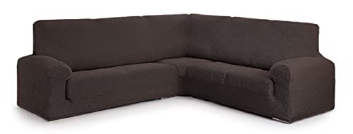 Milica Husse für symmetrisches Ecksofa | Superelastischer Stoff, perfekte Passform und Rundumschutz | Waschbare elastische Husse, rutschfest und weich – Farbe: Braun, Größe Normal (bis 450 cm) von Milica