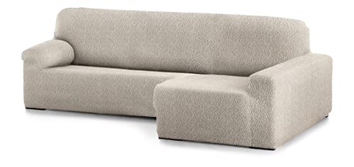 Milica Stretchhusse für Ecksofa mit Langer Recamiere rechts | Bután Stoff besonders anpassungsfähig | Waschbarer und Rutschfester Sofaschoner | Farbe Elfenbein von Milica