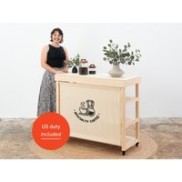Vendor Table Vc-10-C-W-Nt Mit Eingebrannter Platte, Regalböden Und Rollen, Tragbar, Für Messen Events von MilimetryShop