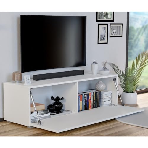 Milionmeblicom Fernsehtisch Fernsehschrank TV Verdeckter Griff mit Soft-Close Lowboard Hängeschrank- Hängend Oder Stehend für Wohnzimmer -Matt Weiß 30x100x30 HxBxT von Milionmeblicom