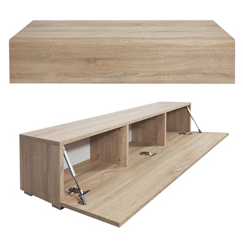 Milionmeblicom Fernsehtisch Fernsehschrank TV Verdeckter Griff mit Soft-Close Lowboard Hängeschrank- Hängend Oder Stehend für Wohnzimmer -Sonoma-Eiche Matt 30x135x30 HxBxT von Milionmeblicom