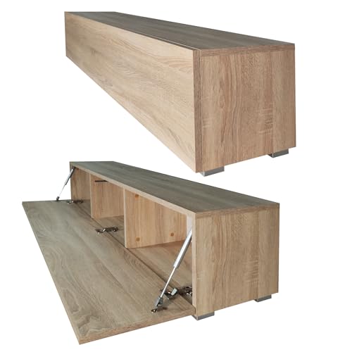 Milionmeblicom Fernsehtisch Fernsehschrank TV Verdeckter Griff mit Soft-Close Lowboard Hängeschrank- Hängend Oder Stehend für Wohnzimmer -Sonoma-Eiche Matt 30x160x30 HxBxT von Milionmeblicom