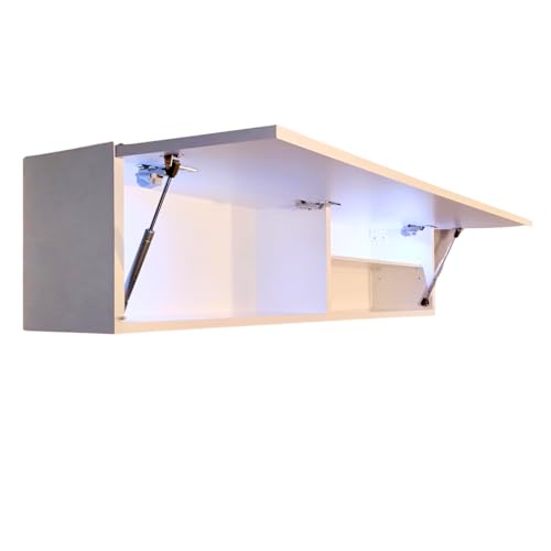 Milionmeblicom Badezimmerschrank Laura Hängeschrank Badezimmermöbel Klappbarer Badezimmer Wandschrank Teleskopöffnung LED-Beleuchtung - Mattweiß/Mattweiß, Maße 30 x 120 x 23 cm von Milionmeblicom