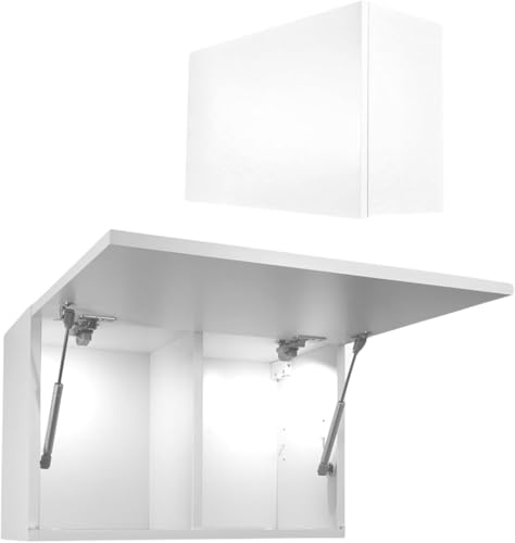 Milionmeblicom Badezimmerschrank Laura Hängeschrank Badezimmermöbel Klappbarer Badezimmer Wandschrank Teleskopöffnung LED-Beleuchtung - Mattweiß/Mattweiß, Maße 39 cm x 60 cm x 23 cm von Milionmeblicom
