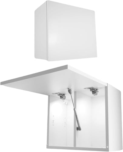 Milionmeblicom Badezimmerschrank Laura Hängeschrank Badezimmermöbel Klappbarer Badezimmer Wandschrank Teleskopöffnung LED-Beleuchtung - Mattweiß/Mattweiß, Maße 39 x 45 x 23 cm von Milionmeblicom