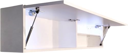 Milionmeblicom Badezimmerschrank Laura Hängeschrank Badezimmermöbel Klappbarer Badezimmer Wandschrank Teleskopöffnung LED-Beleuchtung - Mattweiß/Weiß Hochglanz, Maße 30 x 120 x 23 cm von Milionmeblicom