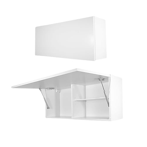 Milionmeblicom Badezimmerschrank Laura Hängeschrank Badezimmermöbel Klappbarer Badezimmer Wandschrank Teleskopöffnung - Mattweiß/Mattweiß, Maße 30 x 80 x 23 cm von Milionmeblicom