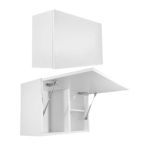 Milionmeblicom Badezimmerschrank Laura Hängeschrank Badezimmermöbel Klappbarer Badezimmer Wandschrank Teleskopöffnung - Mattweiß/Mattweiß, Maße 39 cm x 60 cm x 23 cm von Milionmeblicom