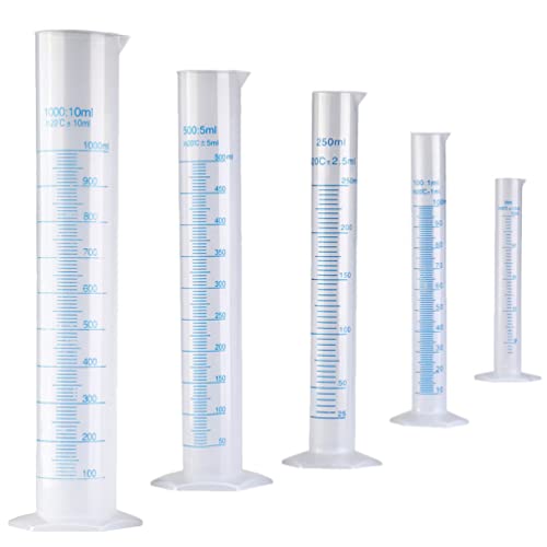 5-Teiliges Messzylinder-Set – Messzylinder Kunststoff In 50 Ml 100 Ml 250 Ml 500 Ml 1000 Ml Gedruckte Geformte Graduierung Mit Klarer von Milisten