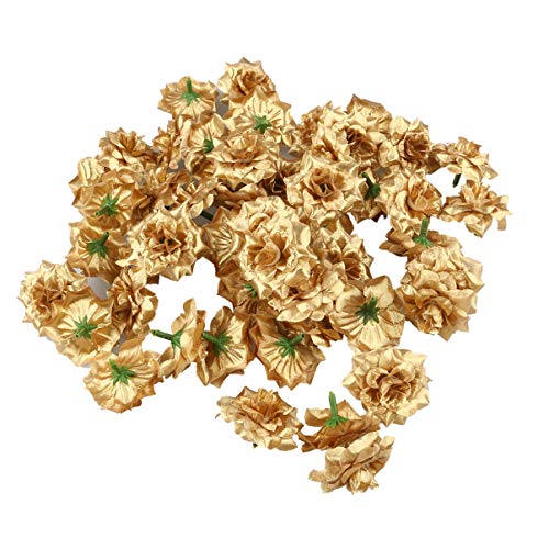 50 Stück Künstliche Blumen Goldene Hochzeit Deko Blumen Zur Dekoration Hochzeitsdeko Stammlose Rosenblüte Tischdeko Outdoor-dekor Künstliche Rosenblüte Mini-rose Draussen Messing von Milisten