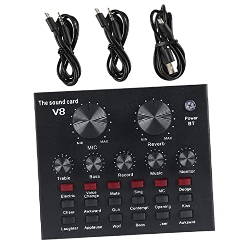 MILISTEN 1 Set Soundboard for PC Voice Changer for PC Mikrofon Mixer Soundkarte Ausrüstung Podcast Ausrüstung Ktv Soundboard Live Streamer Ausrüstung Computer Metal Shell Black Major V8 von Milisten