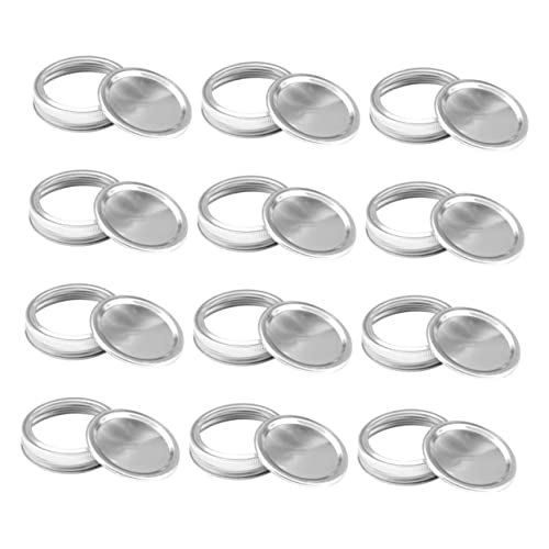 MILISTEN 12 Stück Teiliges Öffnung Mason Jar Deckel aus Langlebigem Weißblech mit Dichtungsring Wiederverwendbare Schraubverschlüsse für Einmachgläser Auslaufsicher und Praktisch für von Milisten