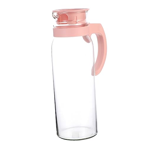 MILISTEN 2 Stk Flasche Kaltes Wasser Sicher Teespender Aus Glas Glasbecher Mit Deckel Klare Flasche Glaskrug Teemaschine Wasserbecher Hitzebeständiges Quarzglas Rosa von Milisten