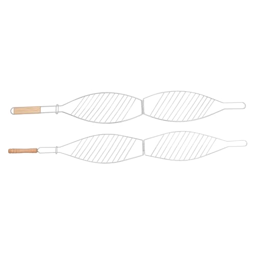 MILISTEN 2 Stück Teiliges Grillkorb Holzgriff Robuste und Feine Fischgrillkörbe für Outdoor barbecue Langlebiges Material Antihaftbeschichtet zum Grillen von Fisch und Brot Einfach zu von Milisten