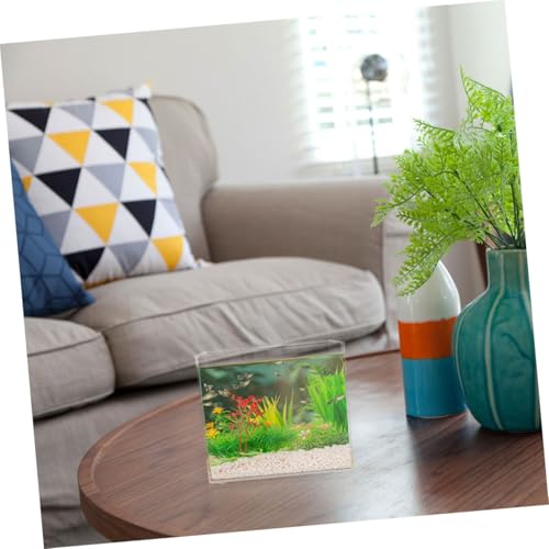 MILISTEN 2 Stück Teiliges Mini Aquarium Kompakte Klare Betta Fischschale aus Robustem Kunststoff Offenes Tragbares Design für Schreibtisch Büro Zuhause Einfach zu Reinigen und Pflegen von Milisten