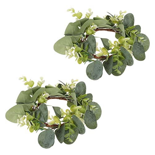 MILISTEN 2Pcs Kerzenringe Künstliche Eukalyptus Blätter Kränze Kerzenringe Kränze Kleine Boho Kranz Säule Kerzenkerzenhalter für Hochzeit Home Tabletop Dekoration 25 cm von Milisten