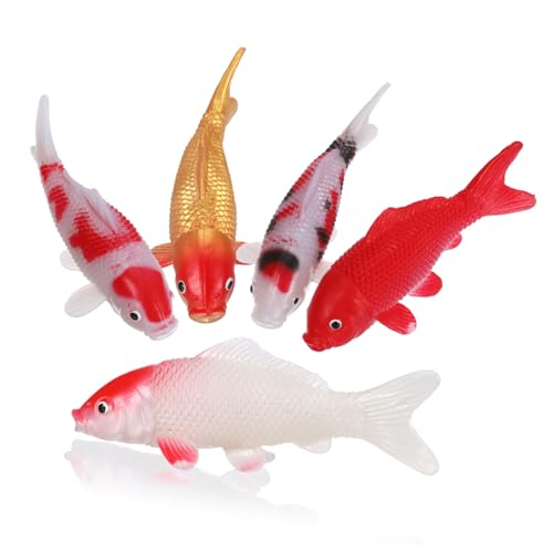 MILISTEN 5 Stück Teiliges Naturnahe Koi Fischornamente für Aquarium und Gartenteich Leichte Künstliche Goldfische für DIY Aquarien Gartendekoration Vielseitige Tisch Wohnaccessoires von Milisten