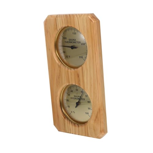 MILISTEN Analoges Sauna Hygrothermograph Wandthermometer Temperatur Luftfeuchtigkeitsmesser für Innenräume Hitzebeständig Präzise Messung Mechanisches Holzdesign für Sauna und Dampfbad von Milisten