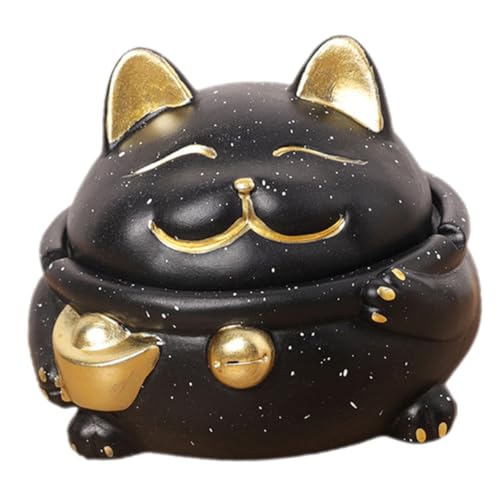 MILISTEN Glückskatze Aschenbecher Tieraschenbecherhalter Kerzenhalter Aufbewahrungsbox Für Maneki Neko Katzenstatue Winddichter Aschenbecher Glückliche Katze Zement Haushalt Hotel von Milisten