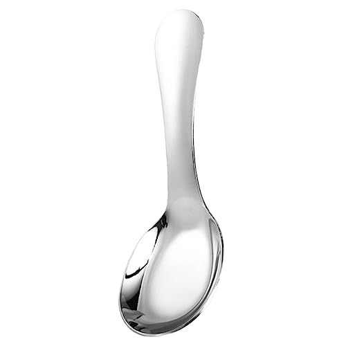 Milisten Edelstahllöffel Kurzer Griff Löffel Breilöffel Reislöffel Für Junge Mädchen Esslöffel Für Suppe Dessert Und Haushalt Metalllöffel Zum Kochen Leicht Zu Reinigen Und Tragbar Für Lang von Milisten