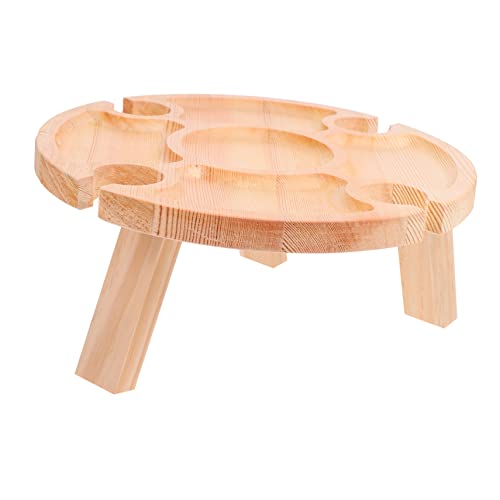 Milisten 1 Stück Faltbarer Runder Picknicktisch Tragbarer Outdoor Weintisch für Snacks und Getränke für Camping Strand und Gartenpartys Platzsparendes Design von Milisten