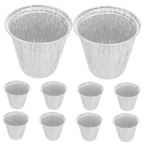 Milisten 10 Stück Teiliges Aluminium Grillfett Eimer Liner Einweg Öl tropfeimer mit Tiefem Design Hitzebeständig Multifunktional für BBQ Outdoor Grillen Skewers und Fettauffangbehälter von Milisten