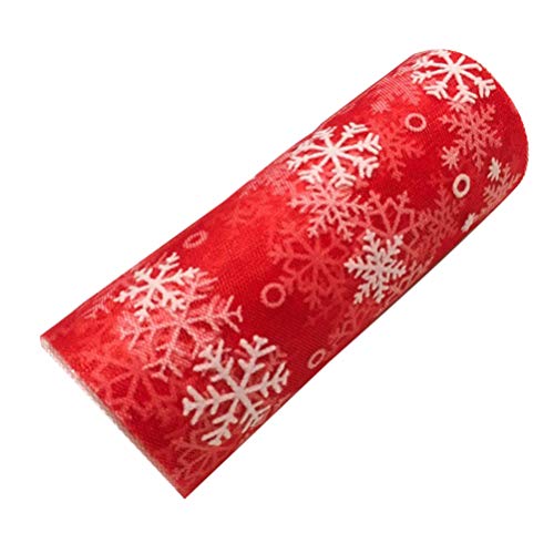 Milisten 10 Yards Weihnachten Schneeflocke Tüll Rolle Glitzer Organza Schneeflocke Gaze Geschenk Weihnachten Verpackung Band für Weihnachten Dekor Tischläufer (15Cm Rot) von Milisten