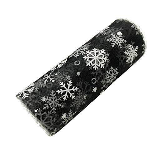 Milisten Tüllrock 10 Yards Weihnachten Schneeflocke Tüll Rolle Glitzer Organza Schneeflocke Gaze Geschenk Weihnachten Verpackung Band für Weihnachten Dekor Tischl?Ufer (15Cm Schwarz) von Milisten