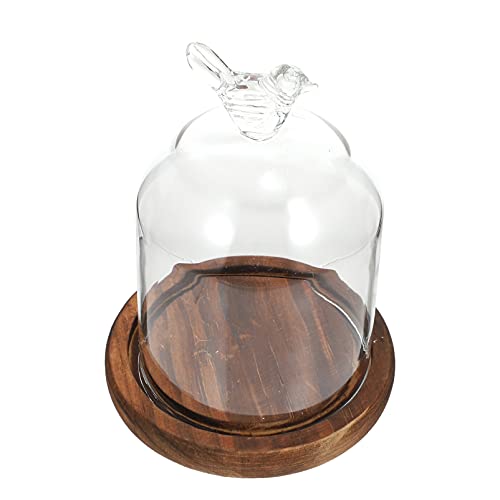 Milisten 1stk Glasabdeckung Servierplatte Ewige Blumenkuppel Cloche-Glas-vitrine Ausstellungskuppel Aus Glas Display-Abdeckung Für Lebensmittelsnacks Glashaube Kuchen Mini Holz Kleines Glas von Milisten