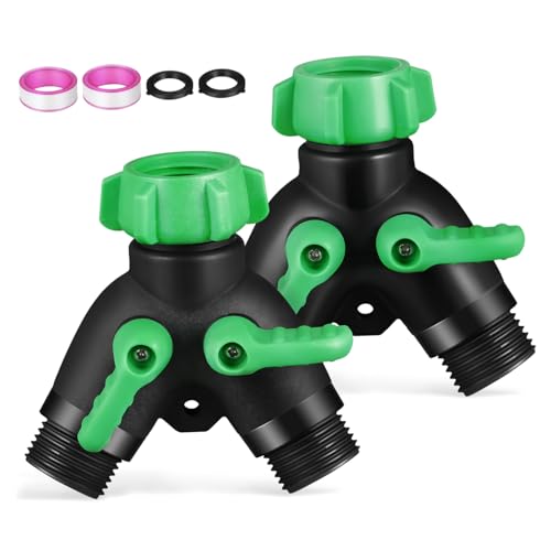 Milisten 2 Sätze Garten Schlauch Verteiler Adapter mit Dualventilen für Flexible Bewässerung Freien Y Verteiler für Einfache Installation und Robusten von Milisten