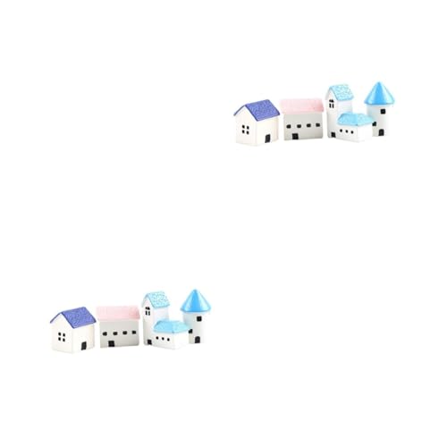 Milisten 2 Sätze Teiliges Resin Mikrolandschafts Mit Schloss Kirche Farbigem Haus Und Schornsteinhaus Detailreiche Miniaturobjekte Für Wohn Und Geschäftsdekoration 4 Stück * 2 von Milisten