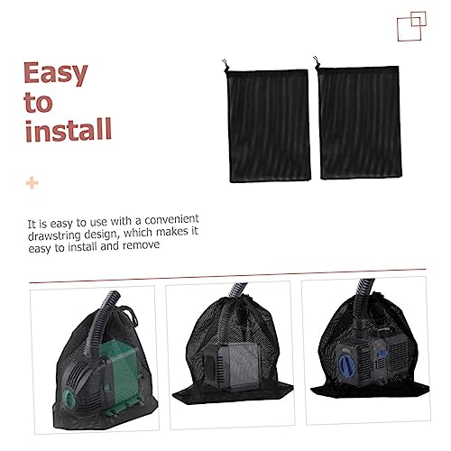 Milisten 2 Stück Filterbeutel für Teich und Aquarium Pumpe Teilig Polyester Mesh Sack mit Kordelzug Schutz vor und Schäden Kompatibel für Fischteich und Wasserpumpen von Milisten