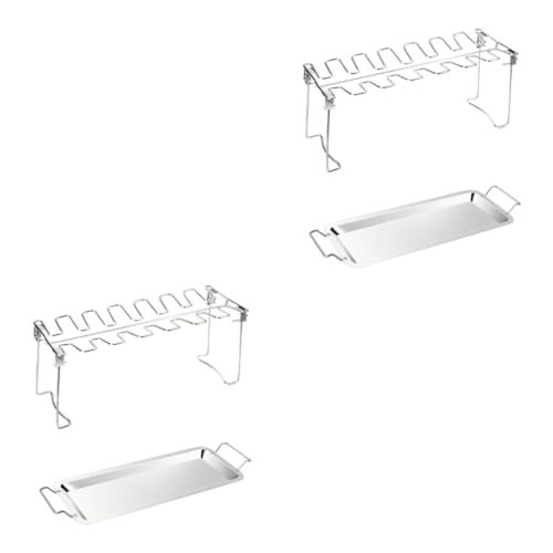 Milisten 2 Stück Grillhähnchen Bräter Tablett Grillen Großer Ständer Heiße Hähnchenschenkel Röster Gegrillter Hähnchenschenkel Rack Form Geflügel Tropfgrill Grillrost von Milisten