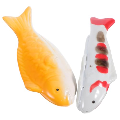 Milisten 2 Stück Keramik Koi Fisch Dekoration Schwimmende Garten Aquariumfiguren Wetterfeste Outdoor Teich Badewannendeko Kreative Keramikfische für Innen und Außen von Milisten