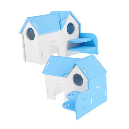 Milisten 2 Stück Kleines Hamsterhaus aus Umweltfreundlichem Material Glatte Oberfläche Robust und Sicher mit Leiter als Versteck und Schlafplatz für Hamster Meerschweinchen und Kleine Nager von Milisten