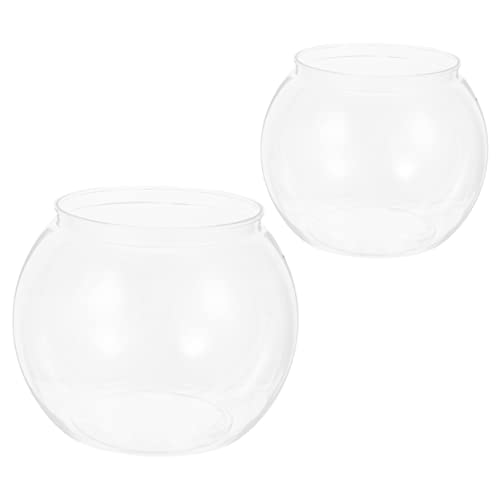 Milisten 2 Stück Teiliges Transparentes Kunststoff Aquarium Kleine und Mittlere Runde Desktop Fischbehälter Dekoratives Goldfisch Becken Bruchsicher für Büro und Zuhause von Milisten