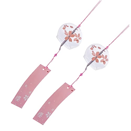 Milisten 2stücke Japanische Glas-windspiele Mit Kirschblüten-Muster Hängende Windglocken Für Garten Terrasse Und Innenräume Klare Melodische Klänge Zur Entspannung von Milisten