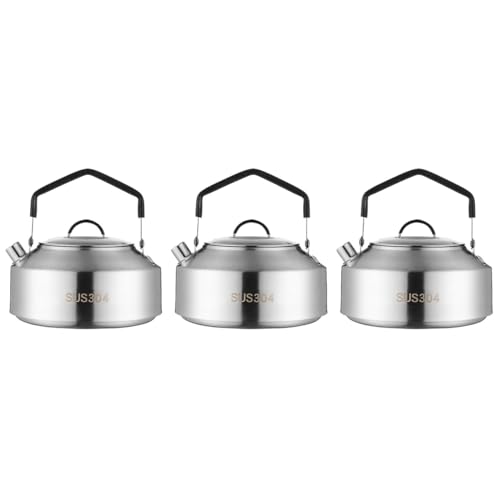 Milisten 3 Stück Camping Wasserkocher Tragbarer Teekessel mit Ergonomischem Griff für Outdoor Aktivitäten Klappbar für Tee Kaffee und von Milisten