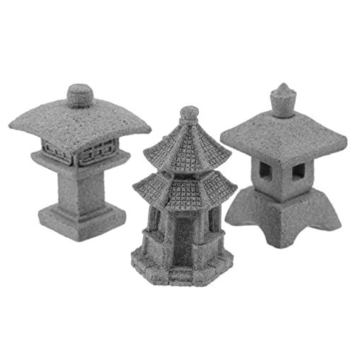 Milisten 3 Stück Pavillon Modell Teilig Langlebige Garten Dekoration Asiatische Statue Bonsai Ornament für Innen Außen Geeignet von Milisten