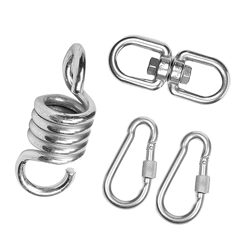 Milisten 4 STÜCKE Hängesessel Aufhängungsset Edelstahl Schwerlast Schaukel Zubehör mit Drehhaken Federn und Karabinern Geeignet für Outdoor Hängesessel Sandsäcke und Schaukelgestelle von Milisten
