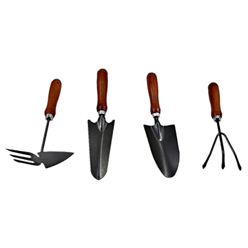 Milisten 4 Stück Teiliges Gartenwerkzeug Set Mini Dickem Lackiertem Eisen mit Holzgriff Langlebig und Praktisch für Pflanzenpflege Umpflanzen und Unkrautentfernung für Gartenliebhaber von Milisten