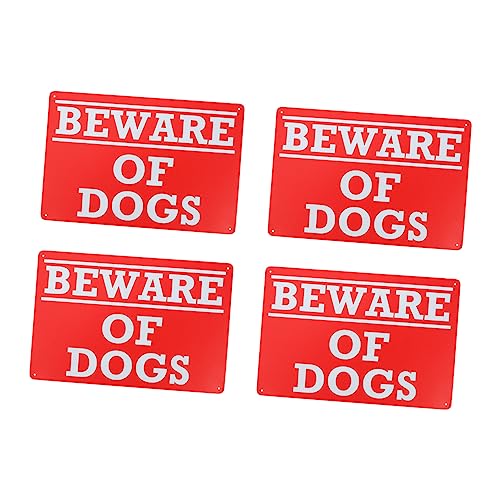 Milisten 4 Stück Vorsicht Hund Schilder Vintage Metall Warnschild für Außenbereich Caution Dog Sign Ornament zur Hunde Warnung für Garten und Zaun von Milisten
