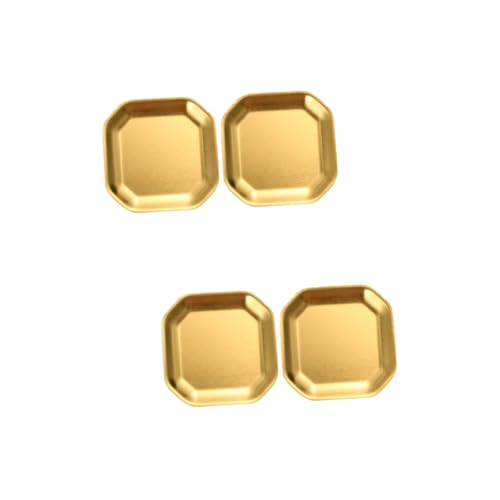Milisten 4 Stück achteckige Schale Sushi-Gerichte Snack-Platte Essenstablett Golddekor kleine Essensteller Snackteller aus Edelstahl Lebensmittel Rostfreier Stahl Sojasauce von Milisten