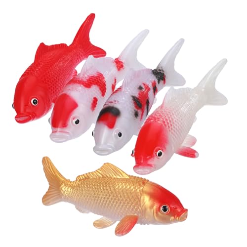 Milisten 5 Stück Teiliges Koi Fisch Naturnahe Künstliche Goldfische für Aquarium und Gartenteich Dekorative Fischfiguren für Fairy Garden Vielseitige Deko für Zuhause und Büro von Milisten