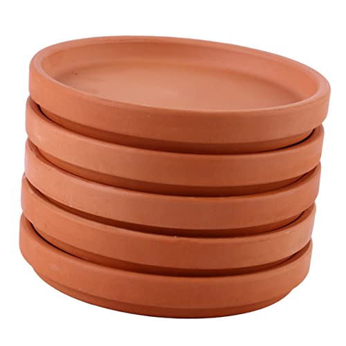 Milisten 5 Stück Terrakotta Pflanztopf Untersetzer wasserdichte Blumentopfplatten Design für Zuhause und Büro Robuste und Dekorative Pflanzenunterlagen für Verschiedene Pflanzenarten von Milisten