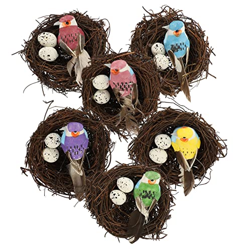 Milisten 6 Stück Teiliges Set Künstliche Vogelnest Dekoration aus Rattan Handgewebt Gartenornament für Ostern Weihnachten und Kreative Anlässe von Milisten