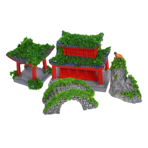 Milisten 6 Stück Teiliges chinesisches Miniatur Gartenornament mit Pavillon Haus Brücke und Felsformation Vielseitige DIY Dekoration für Mini Gärten Balkon und Terrarien von Milisten
