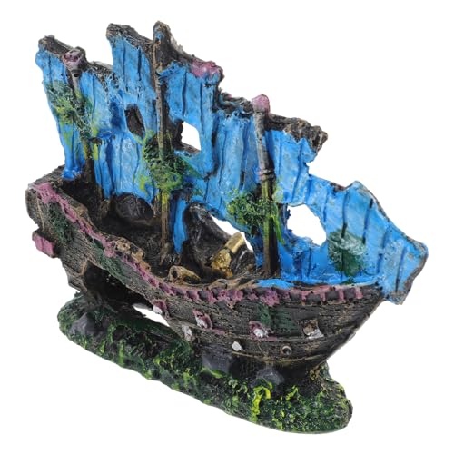 Milisten Aquarium Schiffswrack Dekoration Resin Segelboot Ornament Langlebig und Sicher Vielseitig für Fischbecken Teich Wohnzimmer Pflegeleicht Naturnahe Unterwasserlandschaft von Milisten